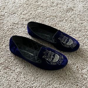 Marc by Marc Jacobs blue velvet owl loafers slippers